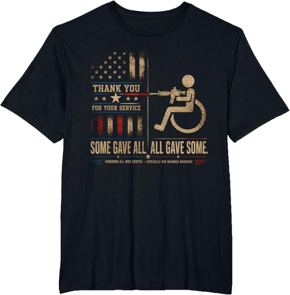 Some Gave All All Gave Some Disabled Veteran Veterans Day T-Shirt - Black
