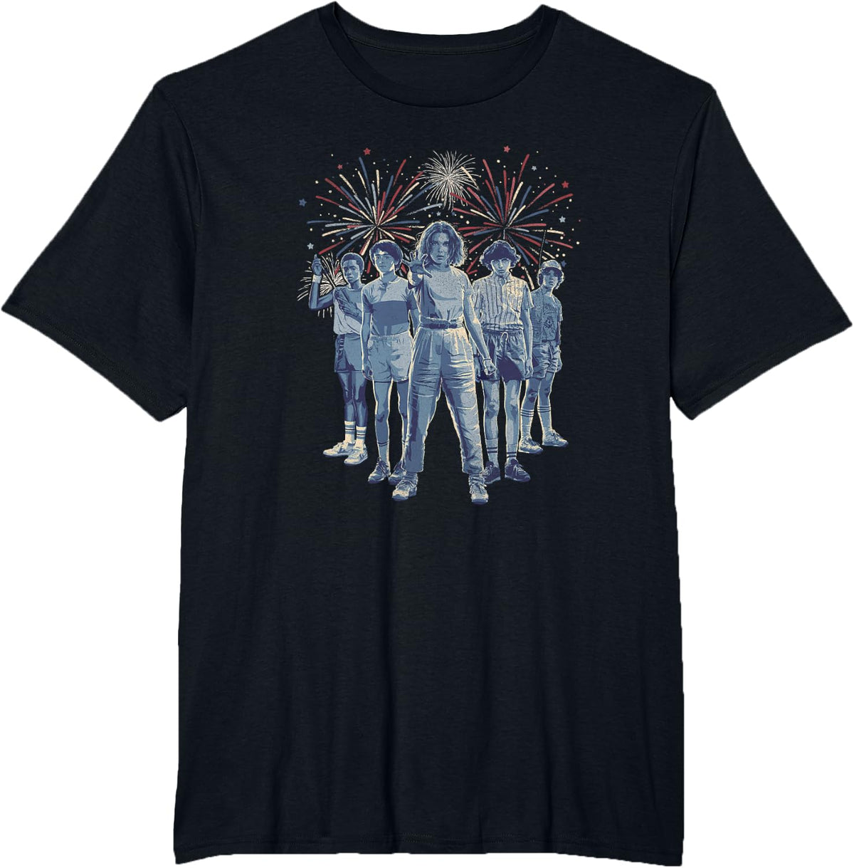Stranger Things 4th Of July Fireworks Celebration Poster T-Shirt - Black