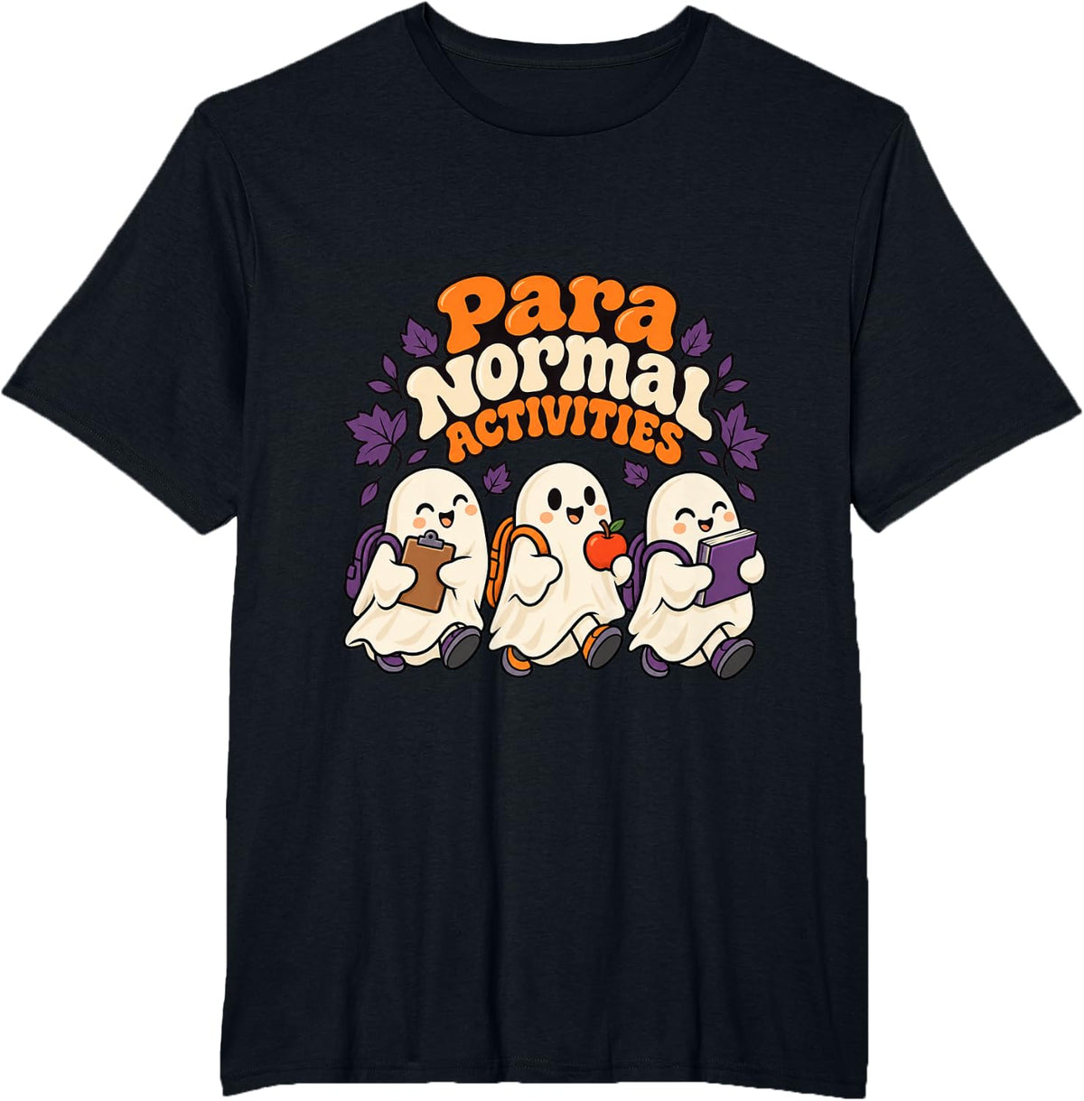 para Normal Activities Retro Ghost Squad Halloween T-Shirt - Black