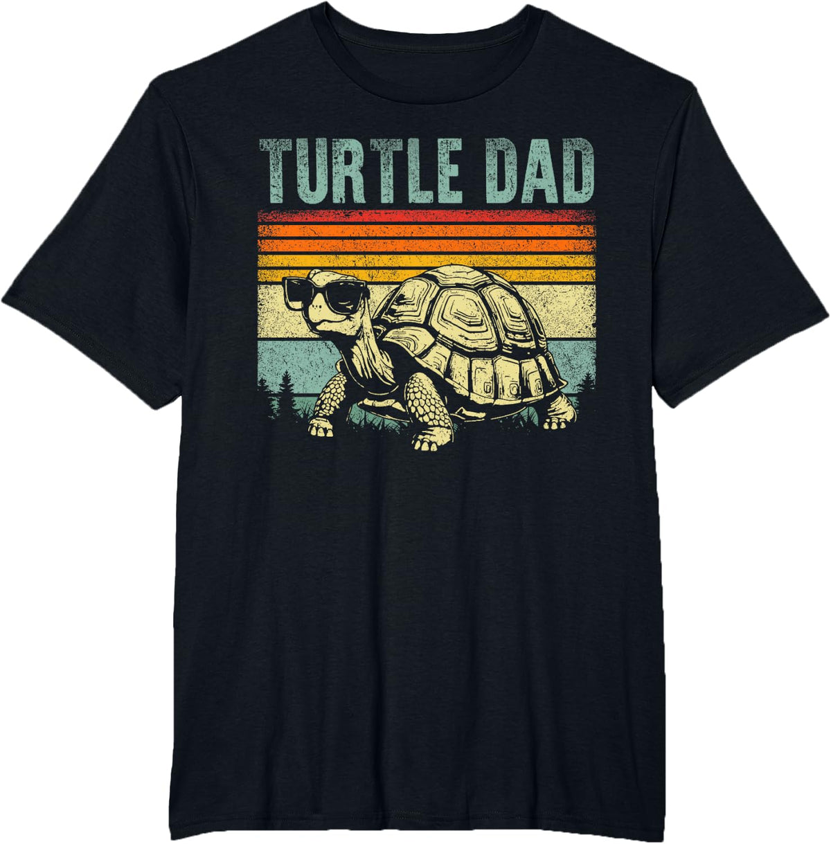 Vintage Turtle Dad Turtle Lovers Tortoise Daddy Father's Day T-Shirt - Black