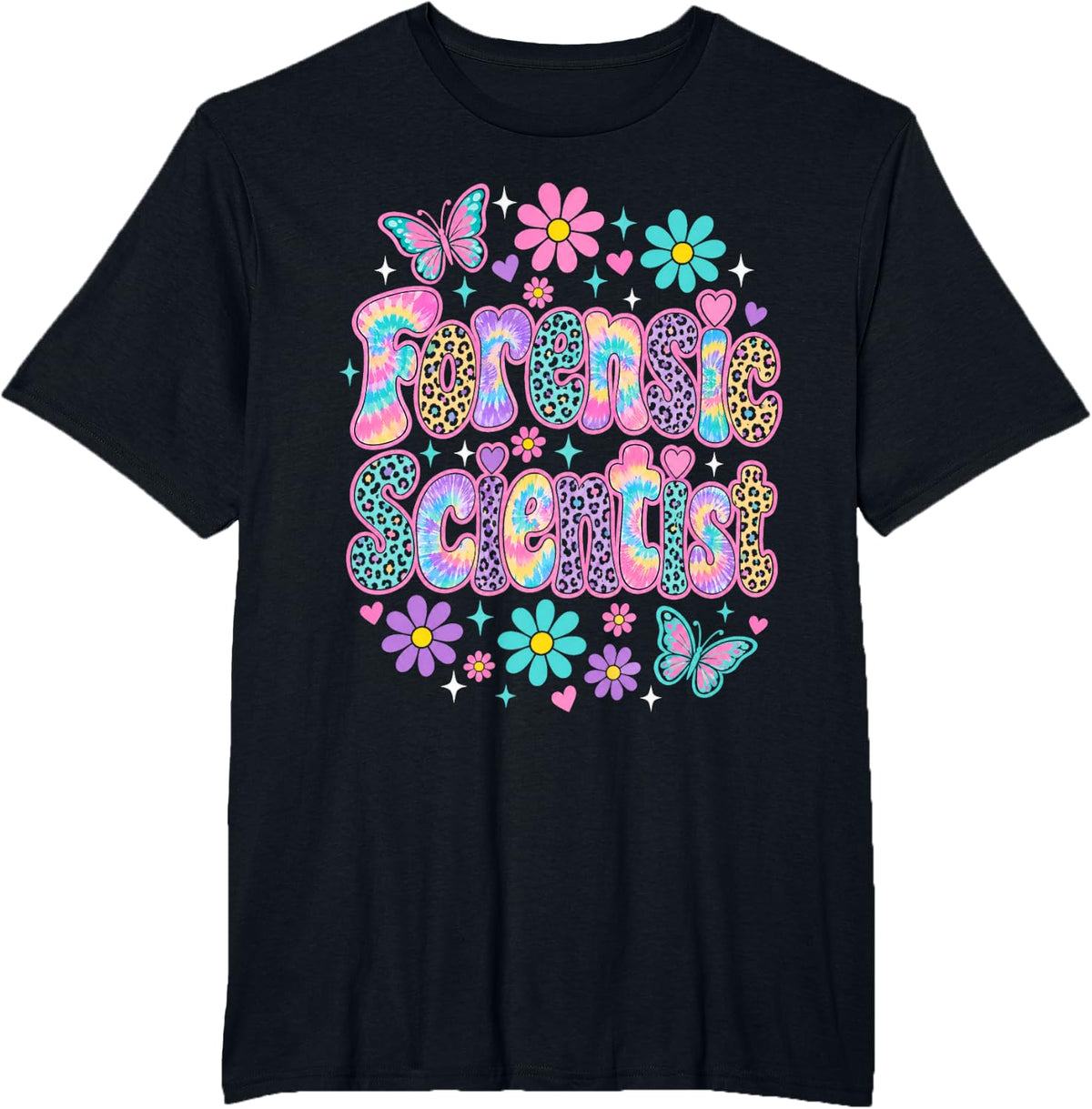 Forensic Scientist Tie Dye Leopard T-Shirt - Black