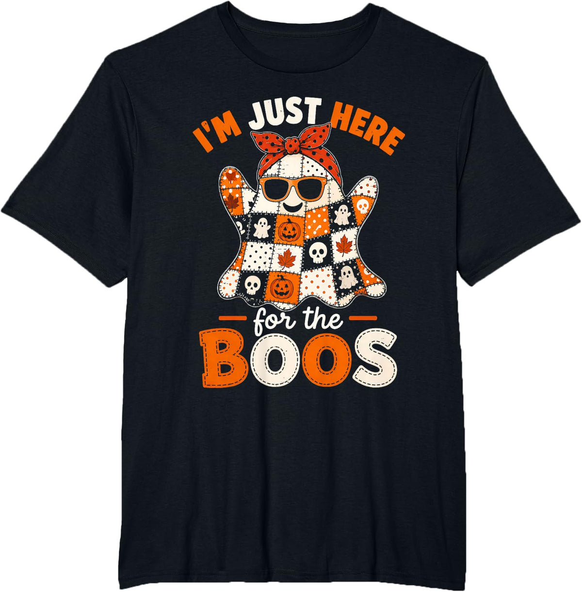 Im Just Here for The Boos Funny Halloween Ghost T-Shirt - Black