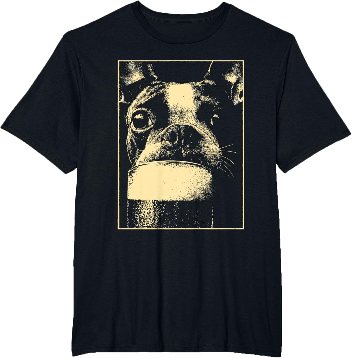 St Patricks Day Boston Terrier Drinking Beer Bostie Dog T-Shirt - Black