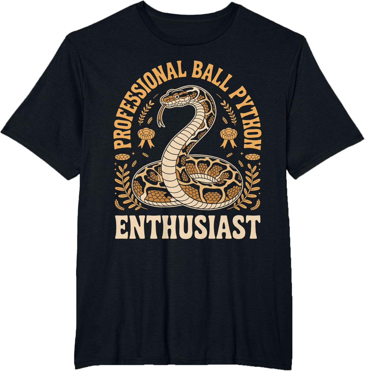 Professional Ball Python Enthusiast Snake Reptile T-Shirt - Black