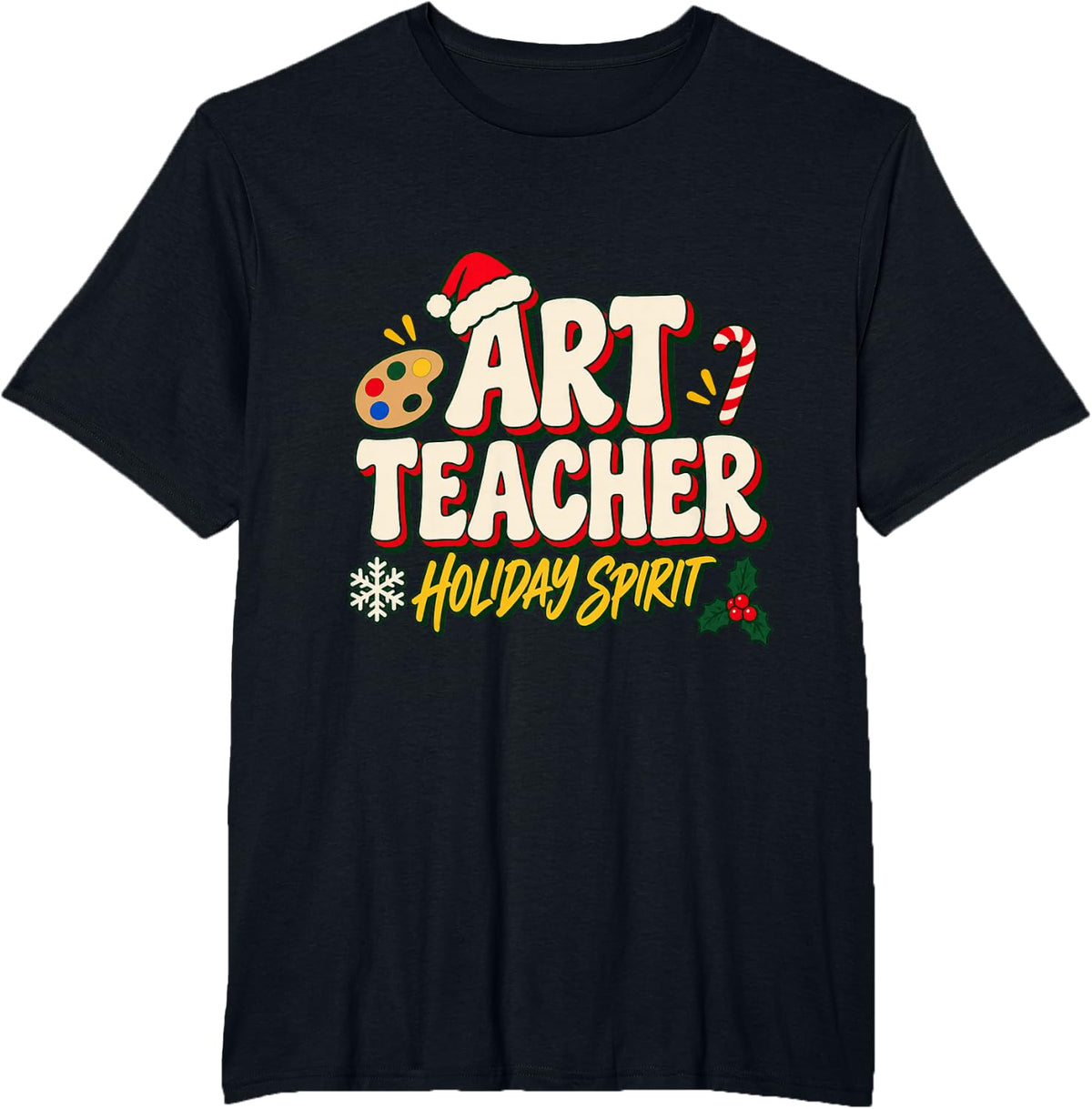 Christmas Art Teacher Festive Winter T-Shirt - Black