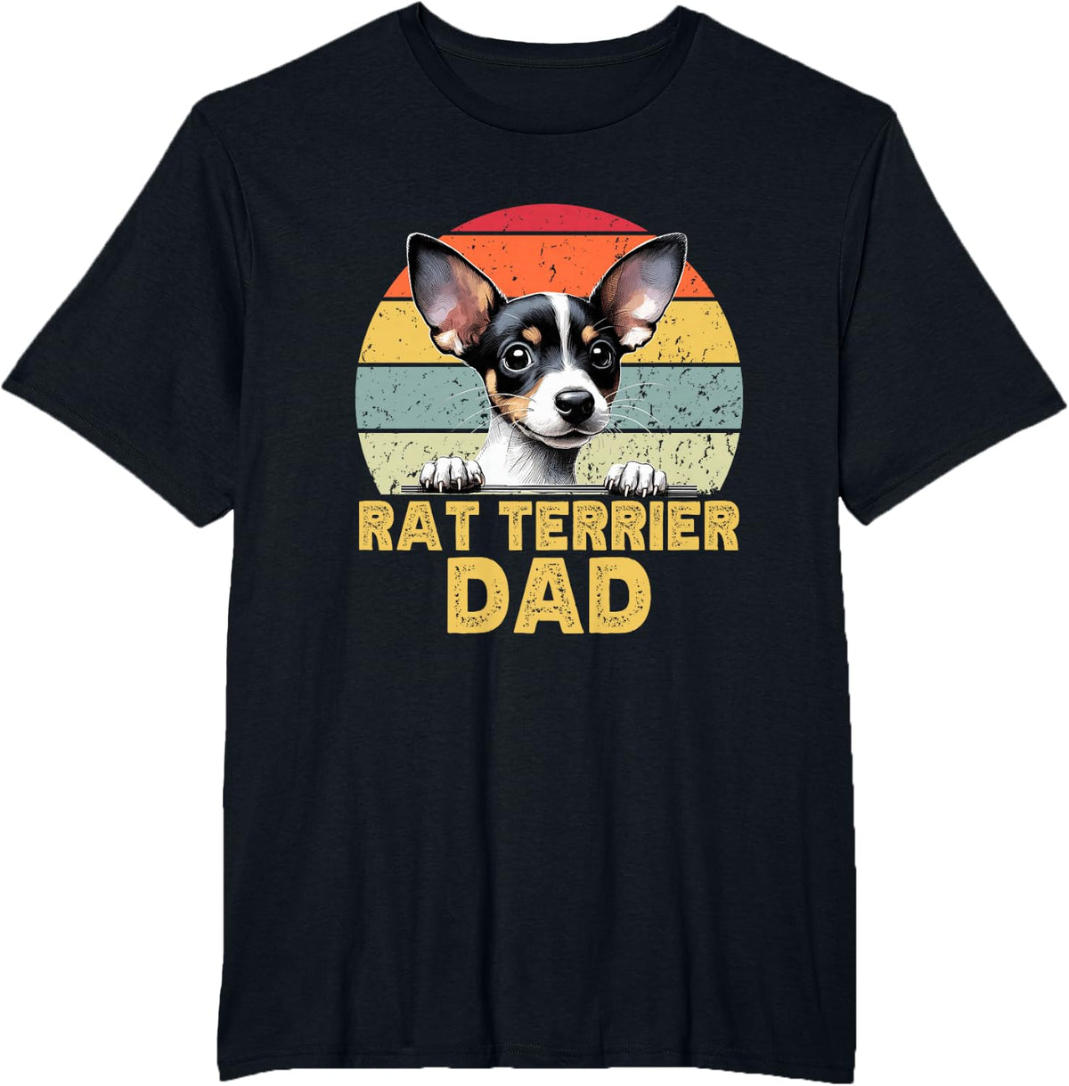 I'm Not Just a Dog Dad, I'm a Rat Terrier Dad Retro Vintage Dogs Owner and Lover Funny Black Men's Small Straight Sleeve