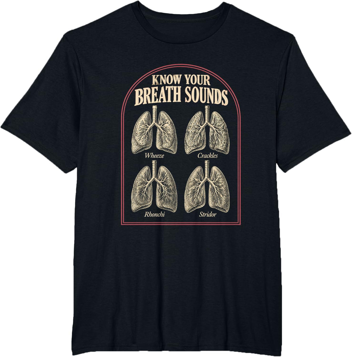 Breath Sounds Respiratory Therapy Nurse Student T-Shirt - Black