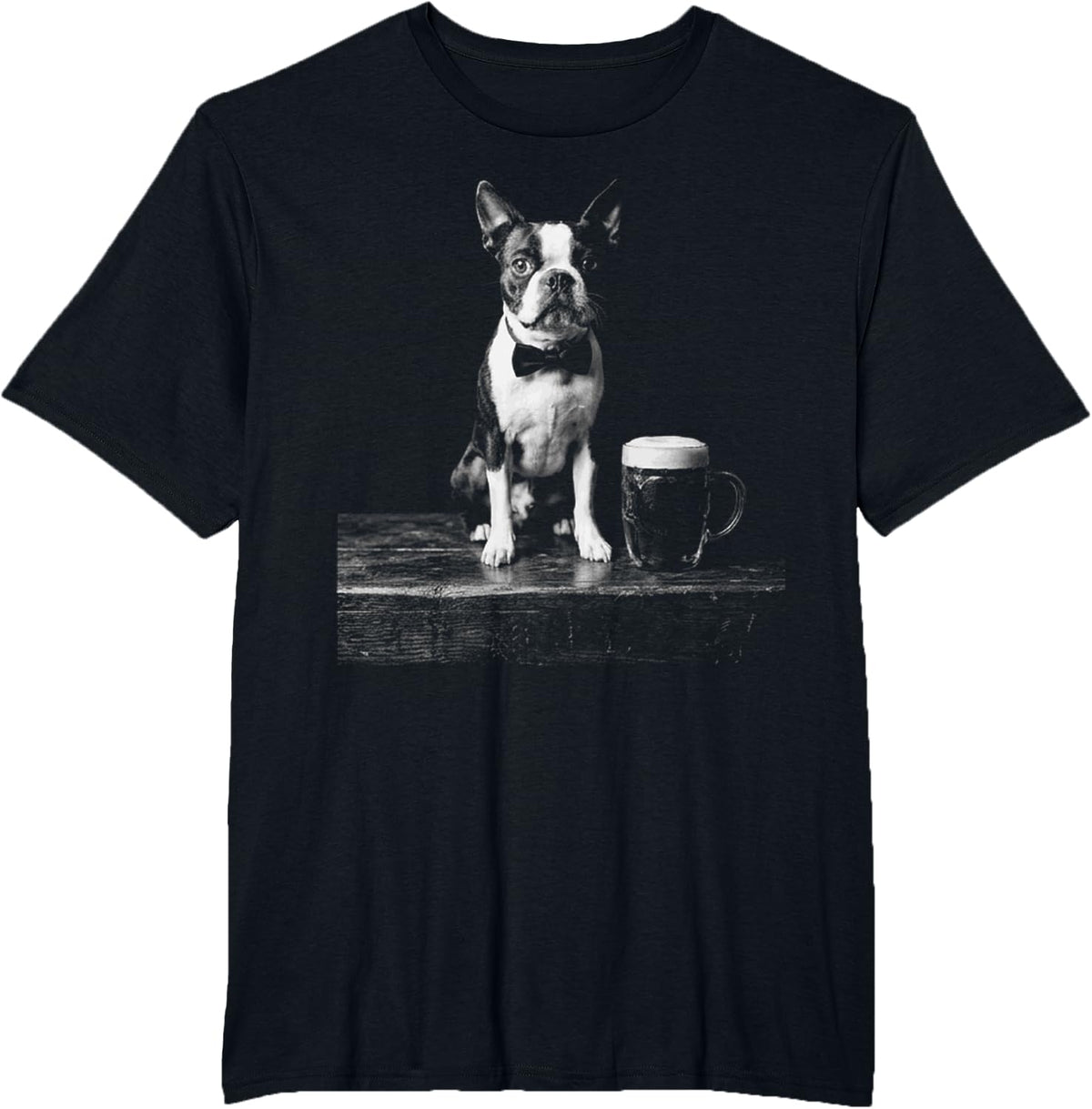 Boston Terrier Drinking Beer Funny Dog Meme T-Shirt - Black