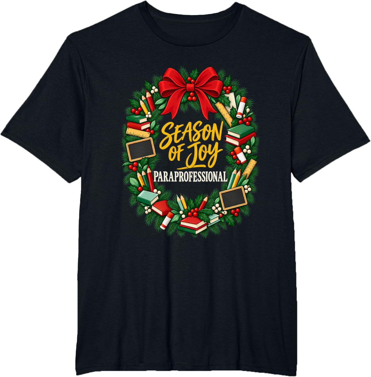 Christmas Paraprofessional Festive Season T-Shirt - Black