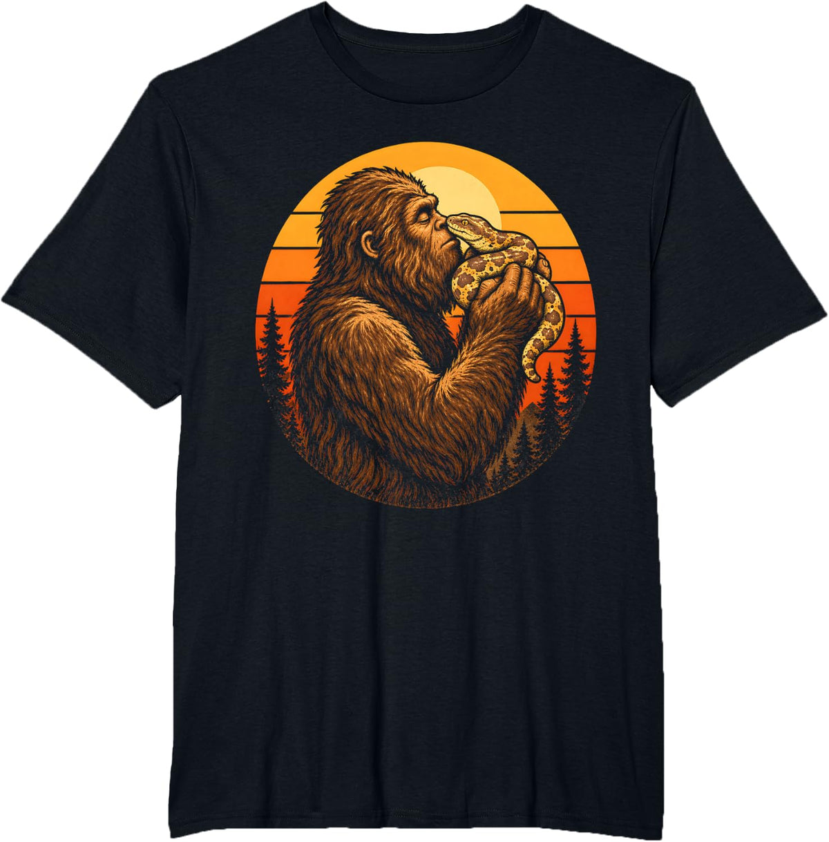 Banana Ball Python Bigfoot Sasquatch Snake T-Shirt - Black