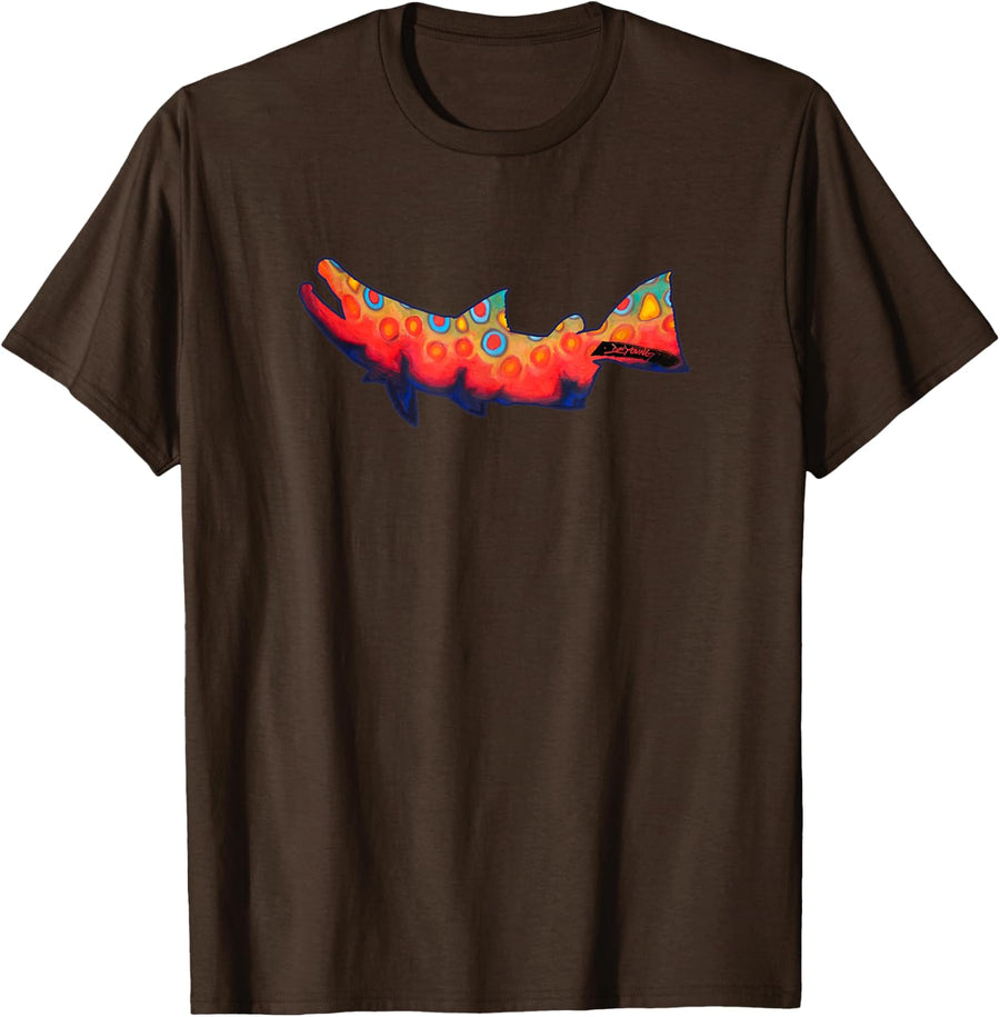 Brook Trout Flank Fishing T-Shirt Derek DeYoung Fisherman - Brown
