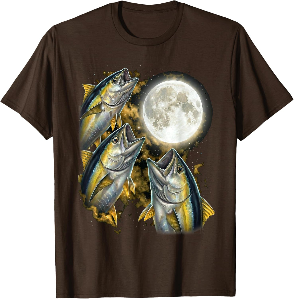 Howling Fish Yellow Fin Tuna Angling Graphic T-Shirt - Brown