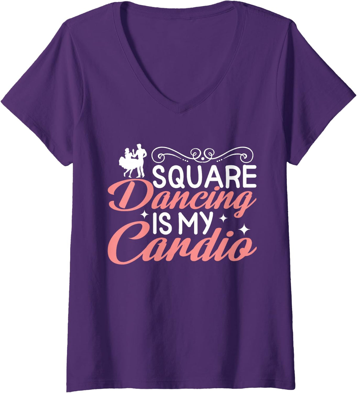 Womens Square Dancing Is My Cardio, Square Dance V-Neck T-Shirt - Purple