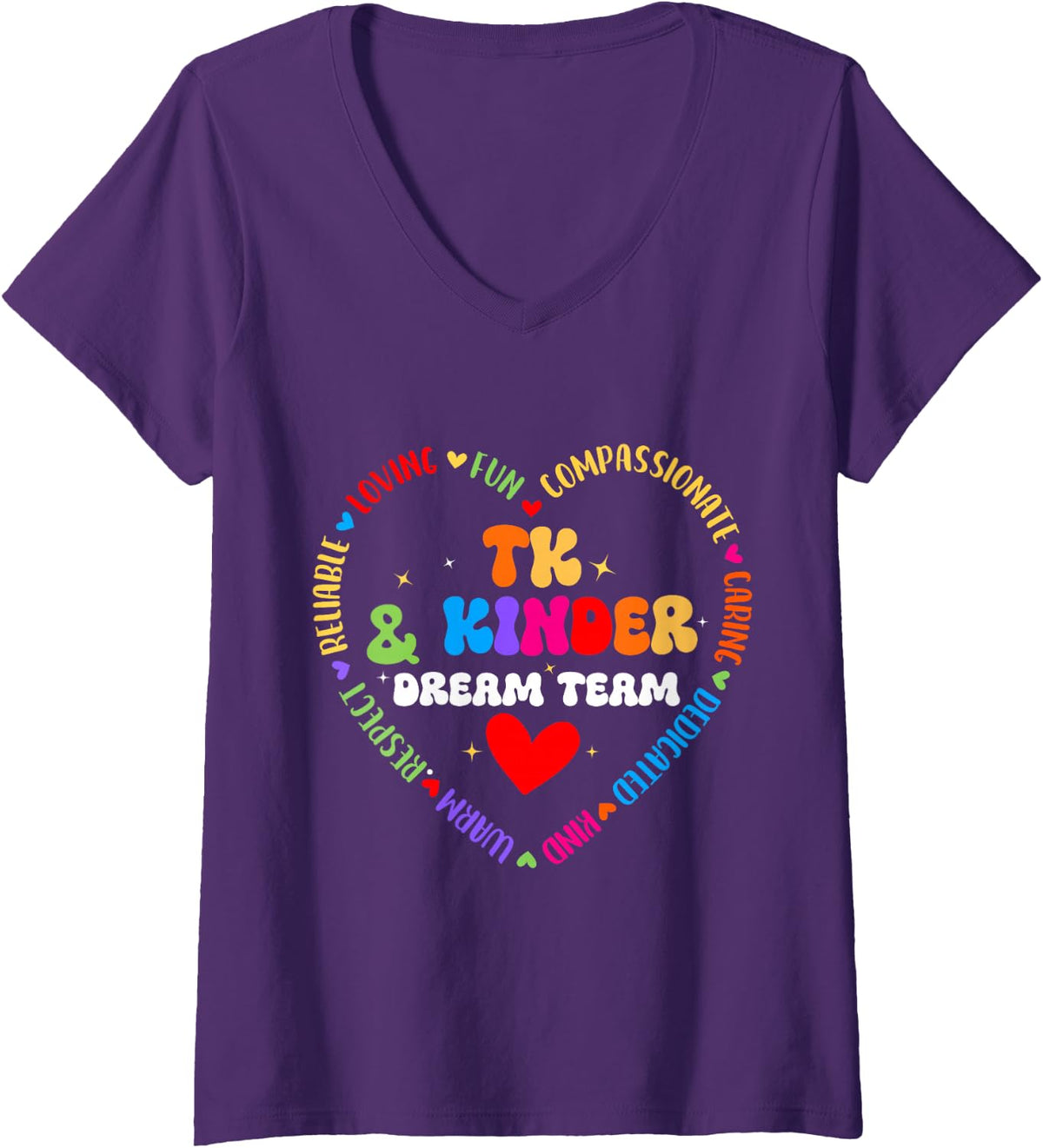 Women's TK & Kinder Dream Team Transitional Kindergarten Teacher V-Neck T-Shirt - Purple