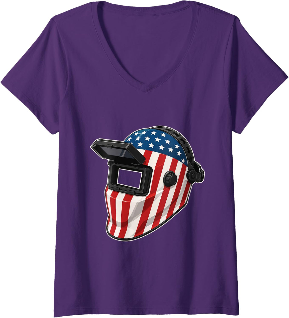 Women's Welding Hood - Welder Metalworker Ironworker V-Neck T-Shirt - Purple