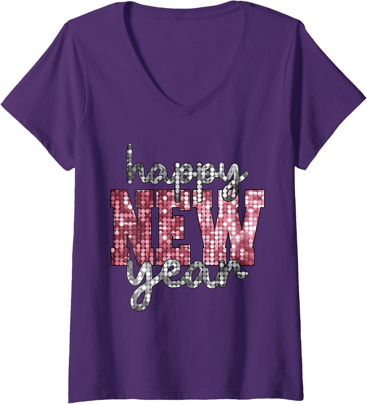 Women's 2025 Happy New Year's Eve Party Countdown Friends Family V-Neck T-Shirt - Purple