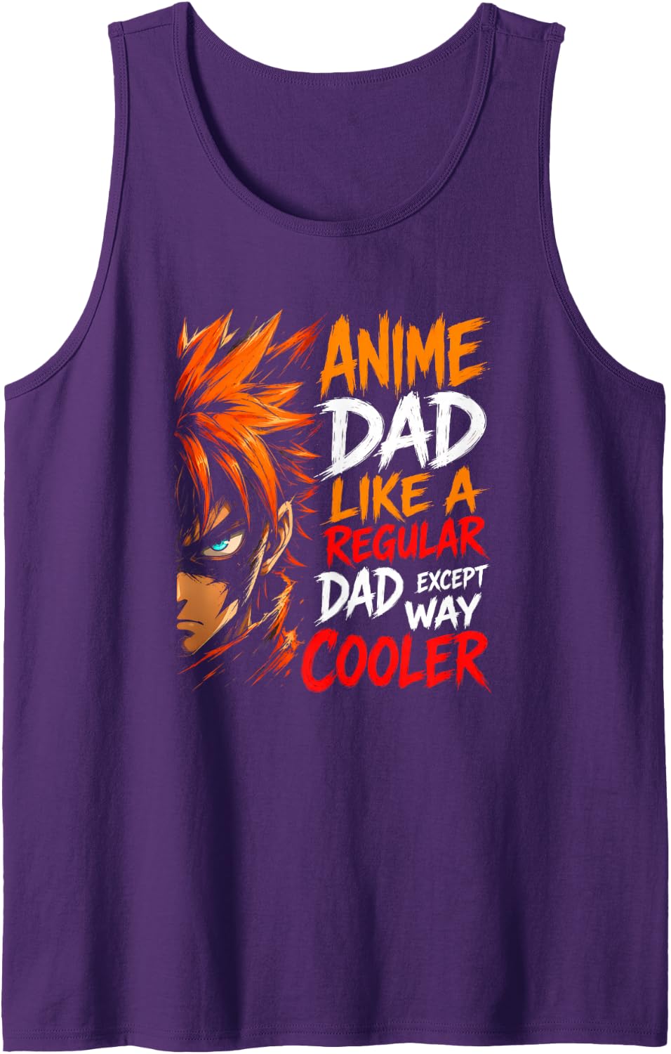 Men's Anime Dad Way Cooler Funny Manga Father Otaku Orange Hair Sleeveless Tank Top - Purple
