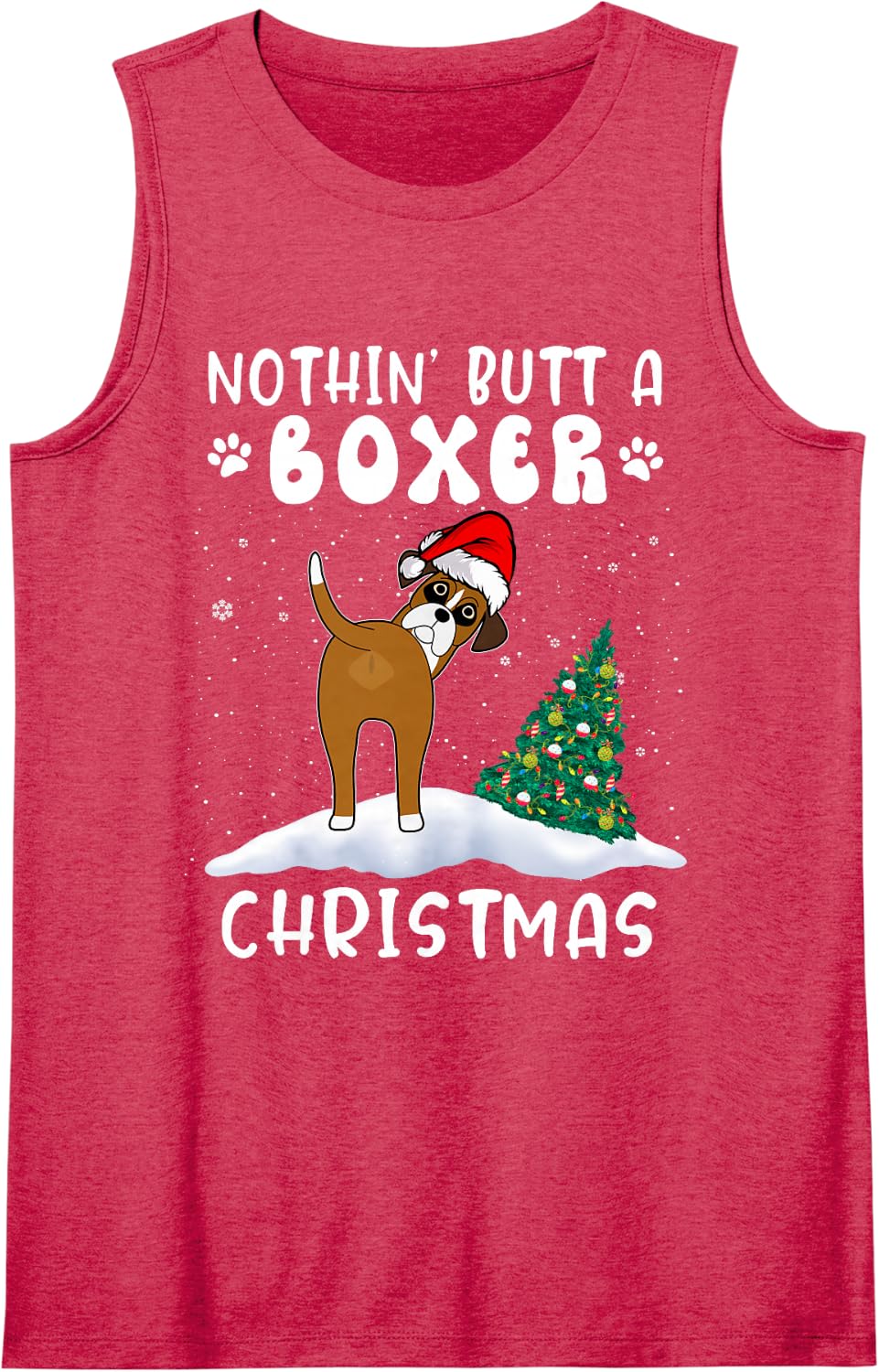 Nothing Butt A Boxer Dog Christmas Funny Xmas Sleeveless Tank Top - Red
