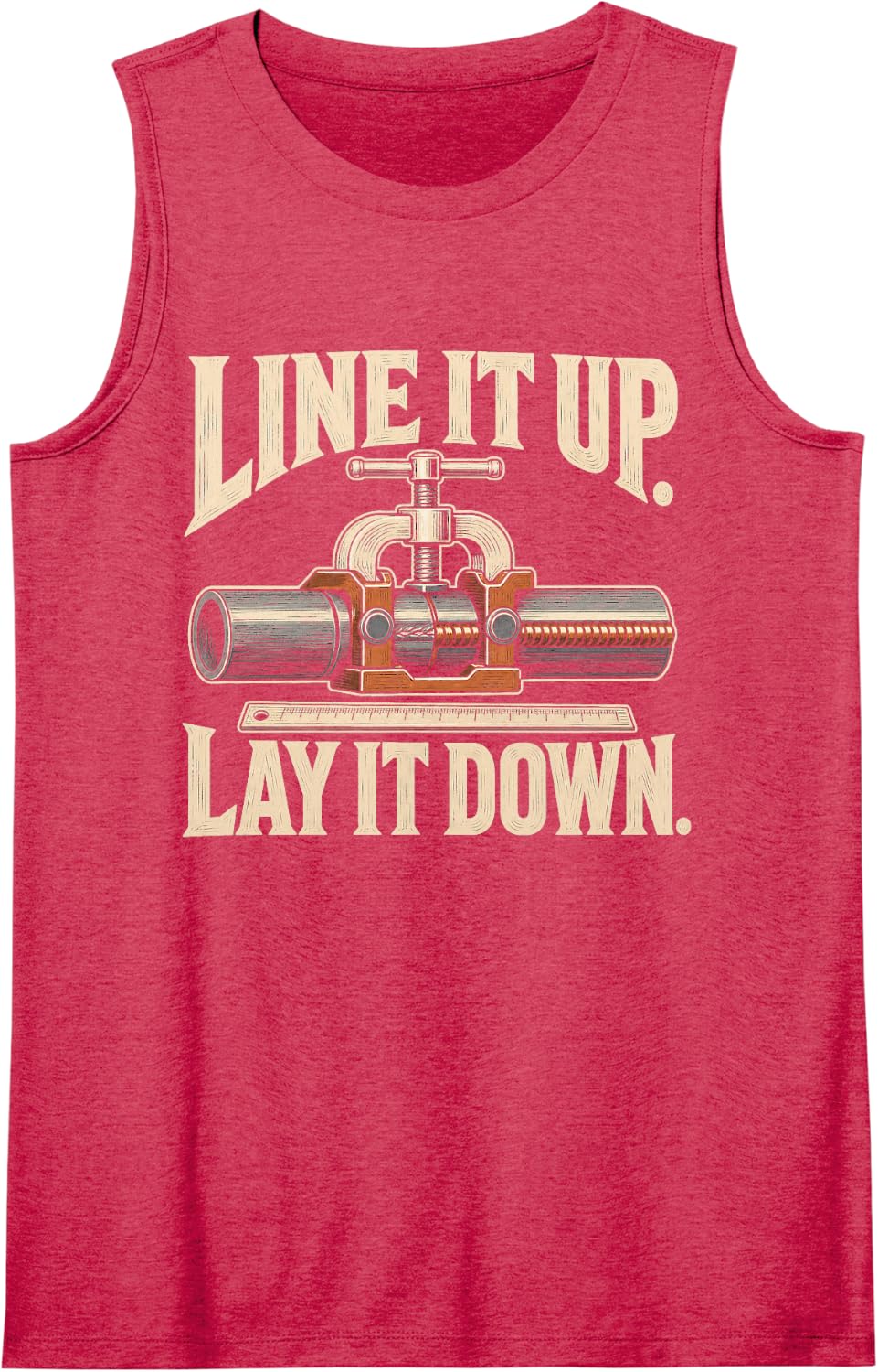 Welding Line It Up Lay It Down Pipefitter Sleeveless Tank Top - Red