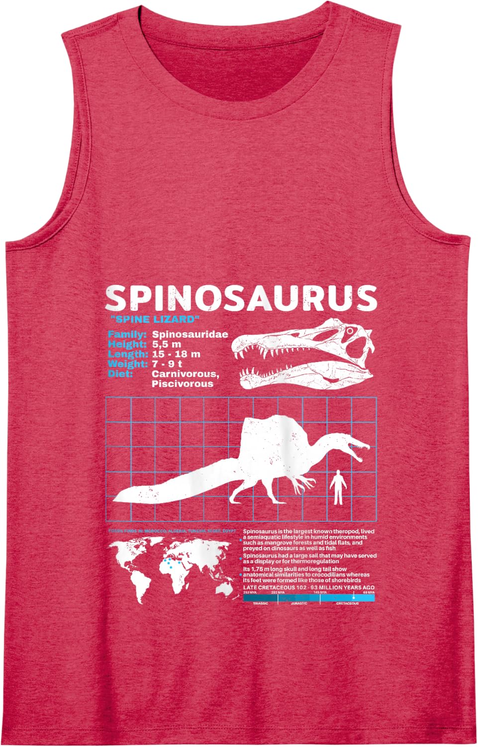 Spinosaurus fact sheet Dinosaur Facts Tank Top - Red