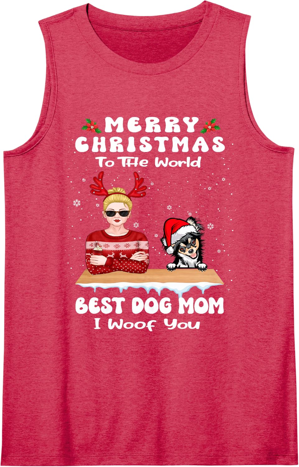 Chihuahua Christmas to The World Best Dog Mom Funny Xmas Sleeveless Tank Top - Red