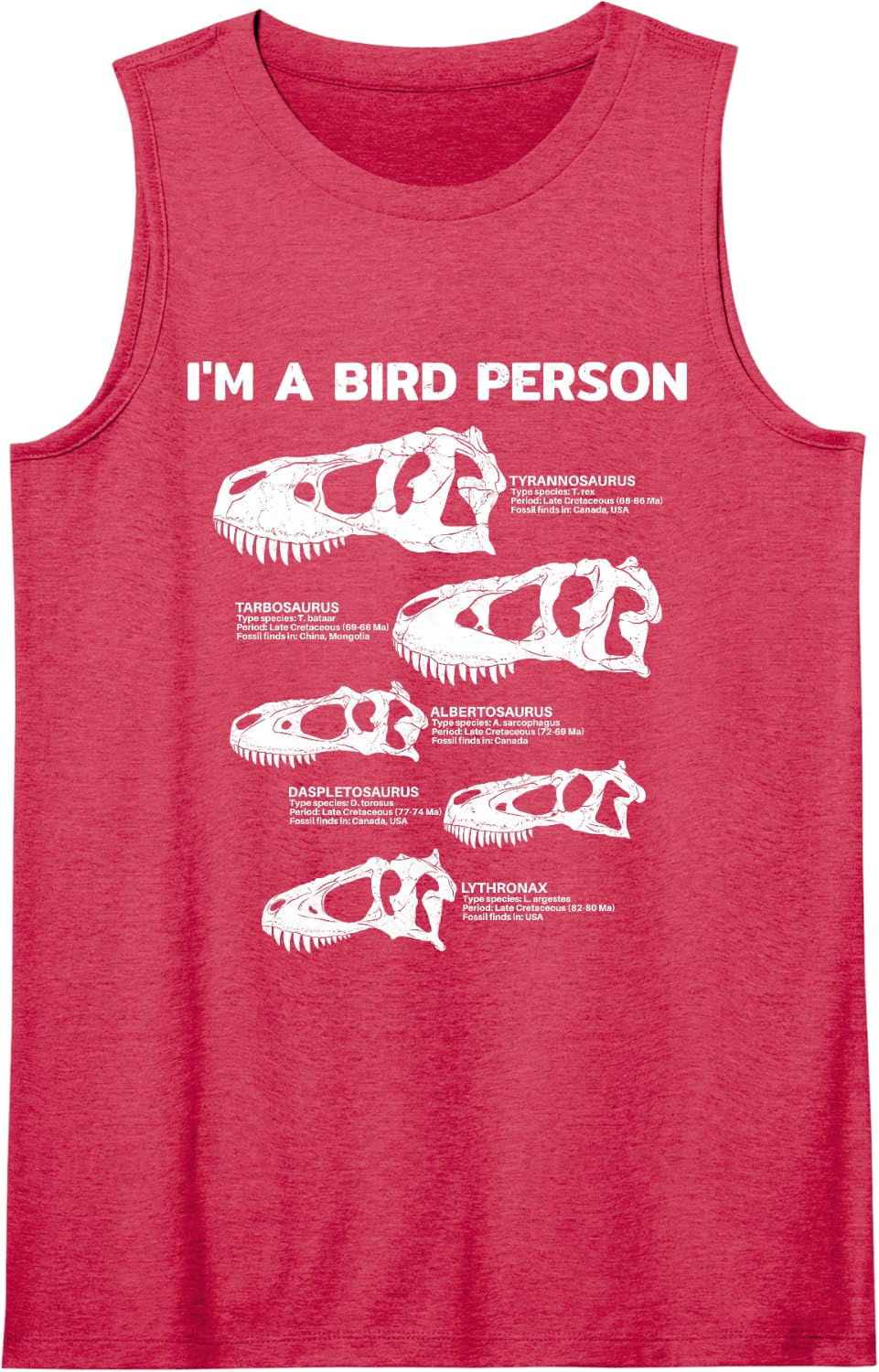 I'm a Bird Person Dinosaur Albertosaurus Tyrannosaurus Tank Top - Red