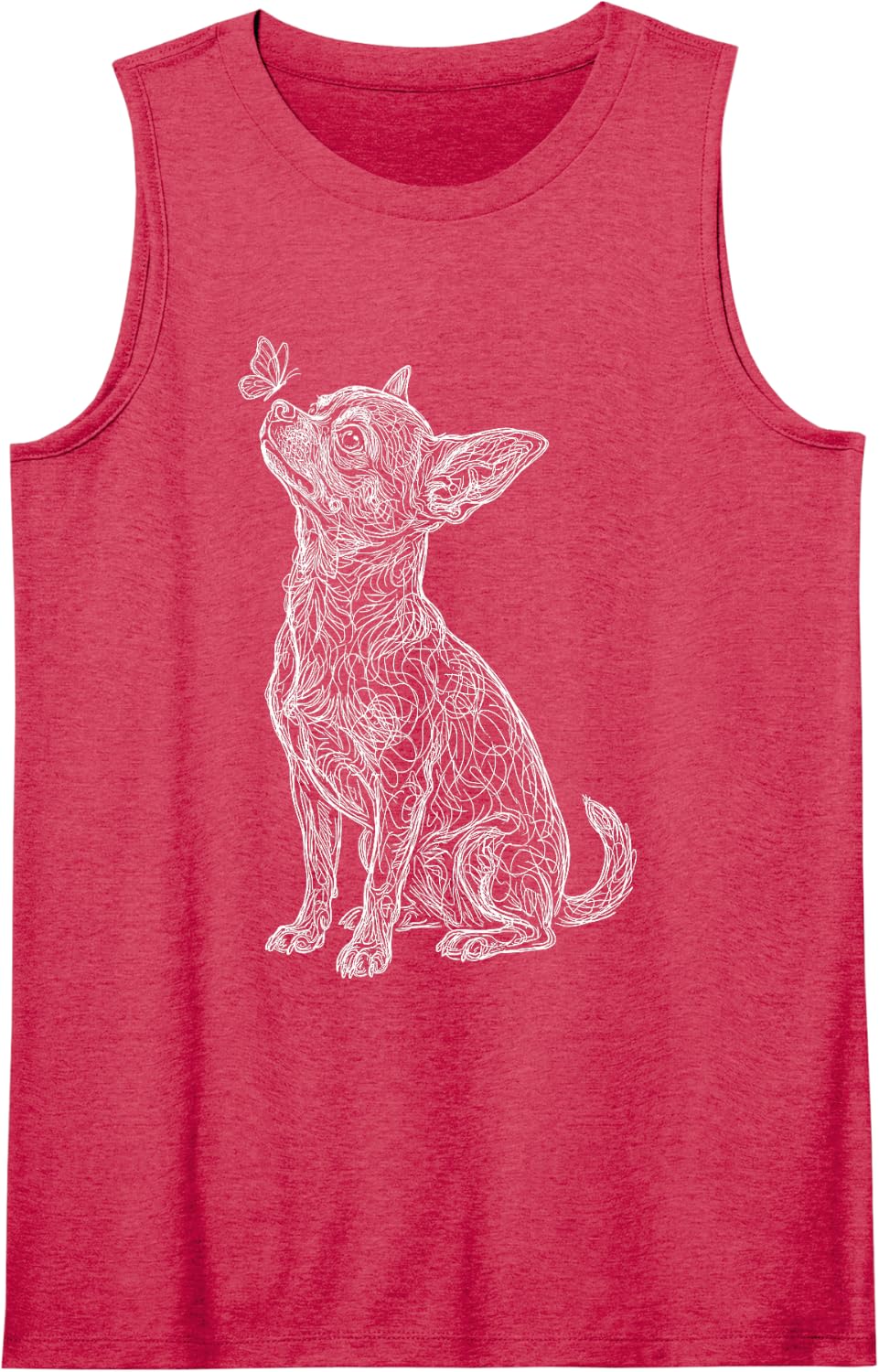 Chihuahua Butterfly Line Art Tank Top - Red