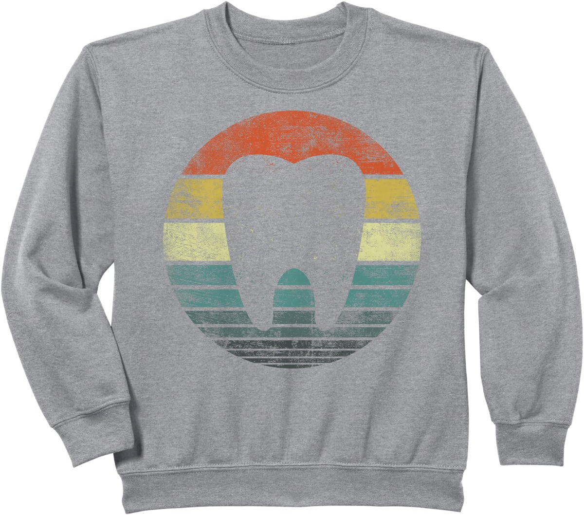 Dentist Gifts Dental Assistant Hygienist Retro Molar Tooth Sweatshirt - Heather Grey