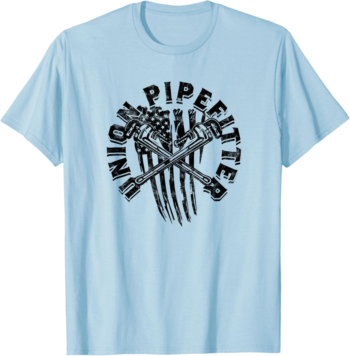 Union Pipefitter - Fun Design T-Shirt - Baby Blue