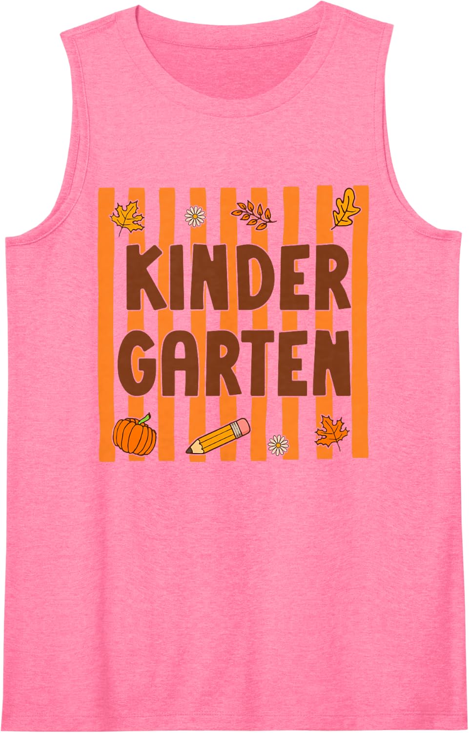 Kindergarten Thanksgiving Autumn Fall Teacher Women Kids Sleeveless Tank Top - Pink