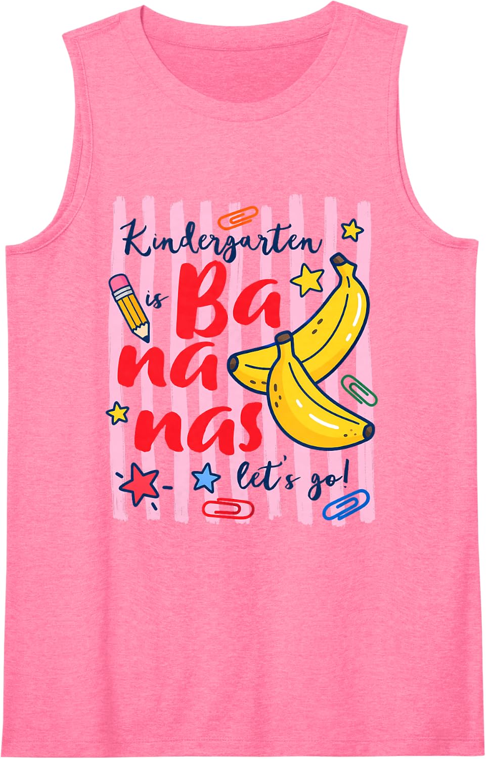 Kindergarten Teacher Life Bananas Let’s Go 1st Day of School Sleeveless Tank Top - Pink