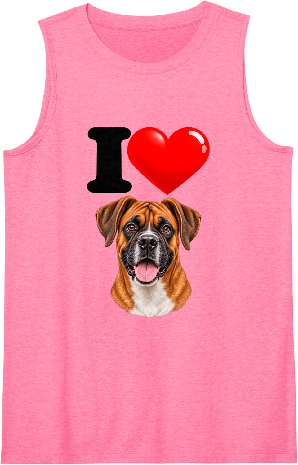 I Love Boxer Cute Dog Mom Dad Sleeveless Tank Top - Pink