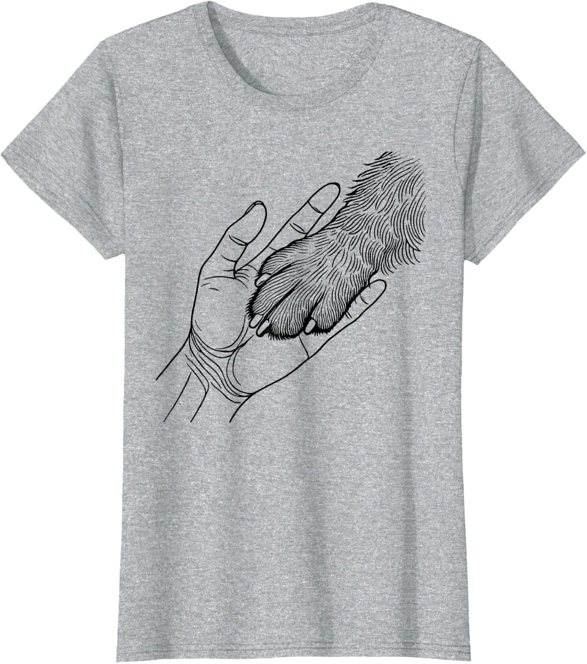 Dog And People Punch Hand Dog Man Friendship Bump Dog's Paw T-Shirt - Heather Grey