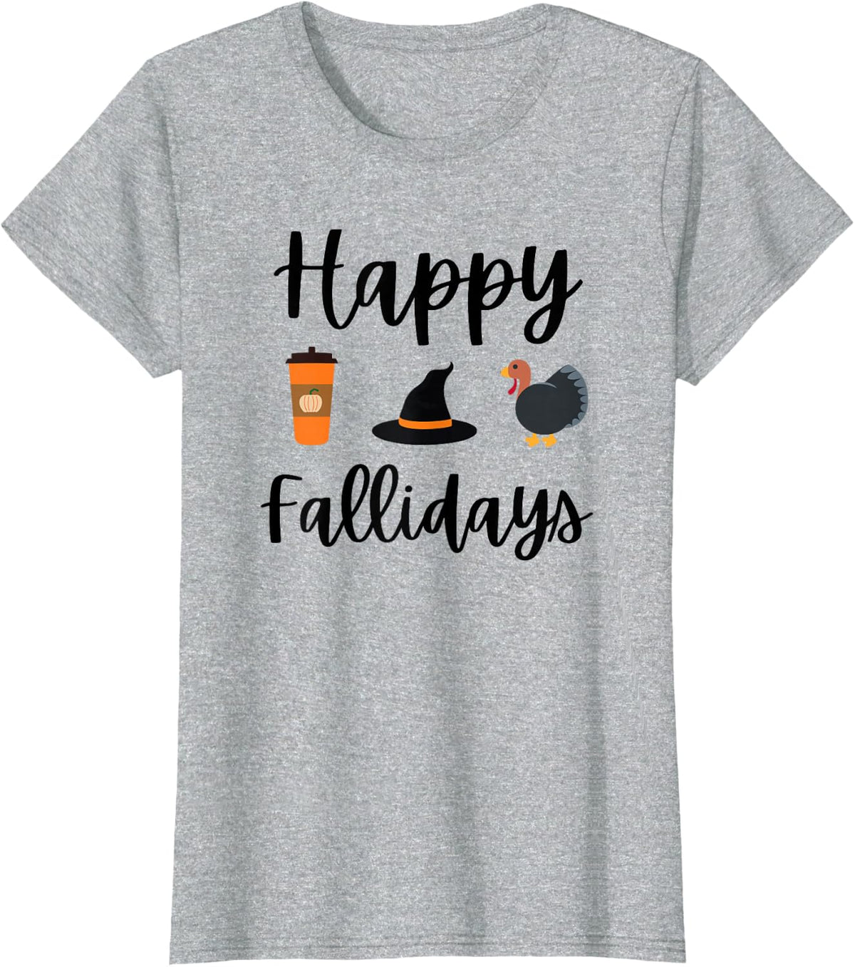 Cute Fall season Happy Fallidays Thanksgiving Halloween T-Shirt - Heather Grey
