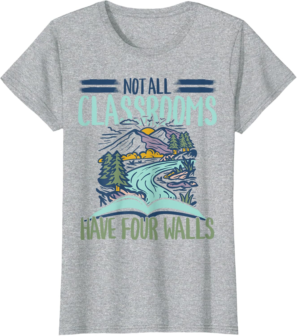 Reading Teacher Not All Classrooms Have Four Walls Bookworm T-Shirt - Heather Grey