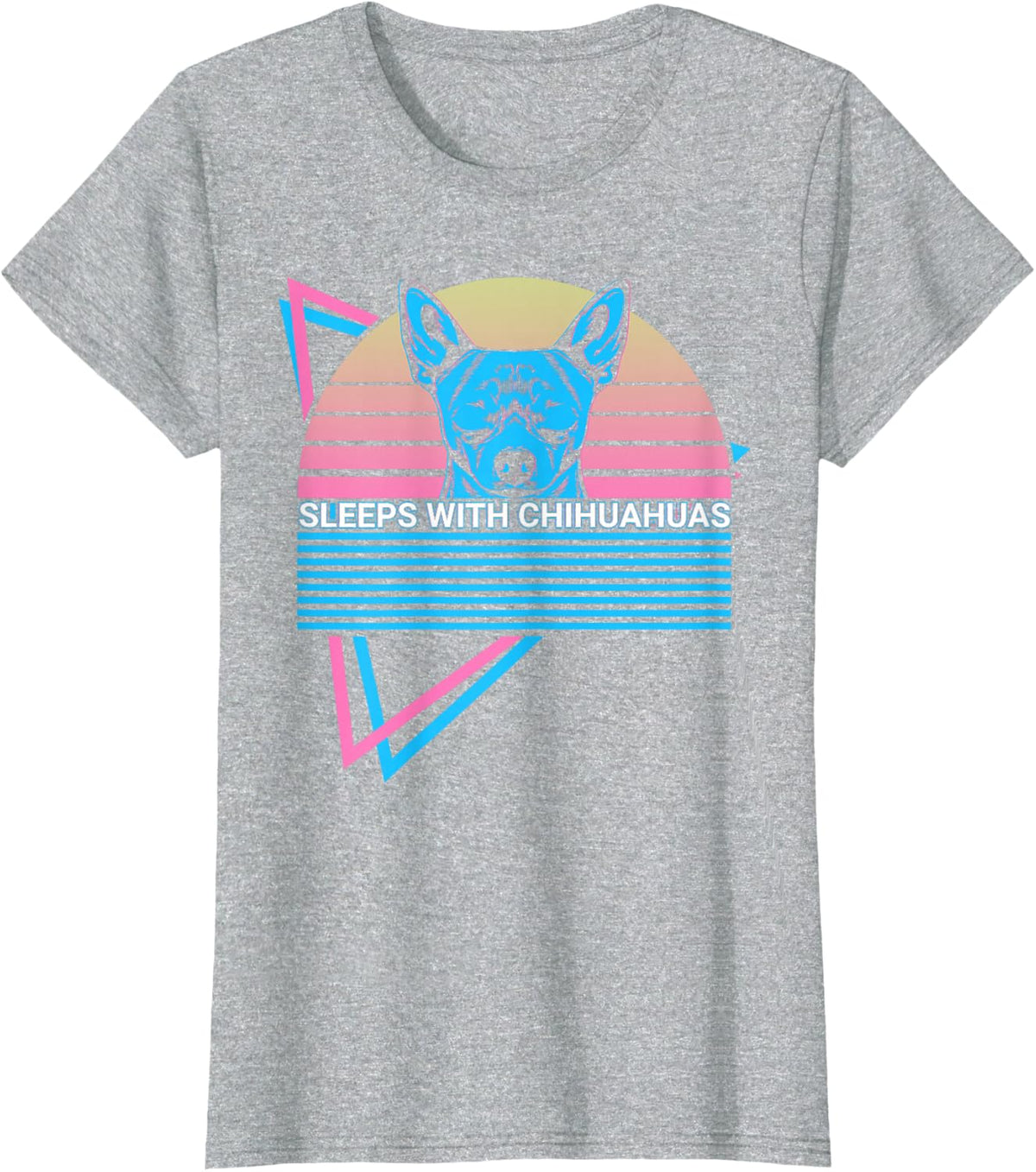 Sleeps with Chihuahuas Sleeps with Chihuahuas Retro T-Shirt - Heather Grey