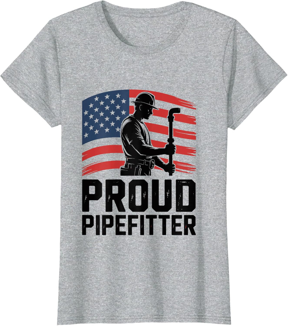 Proud Pipefitter American T-Shirt - Heather Grey