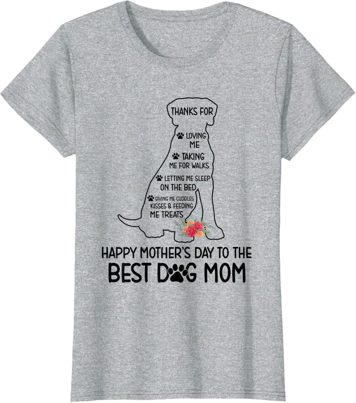 Happy Mother's Day To The Best Dog Mom Mothers Day Dog Lover T-Shirt - Heather Grey