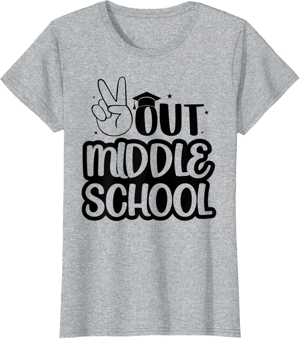 Peace Out Middle School Graduate Summer Last Day Of School T-Shirt - Heather Grey