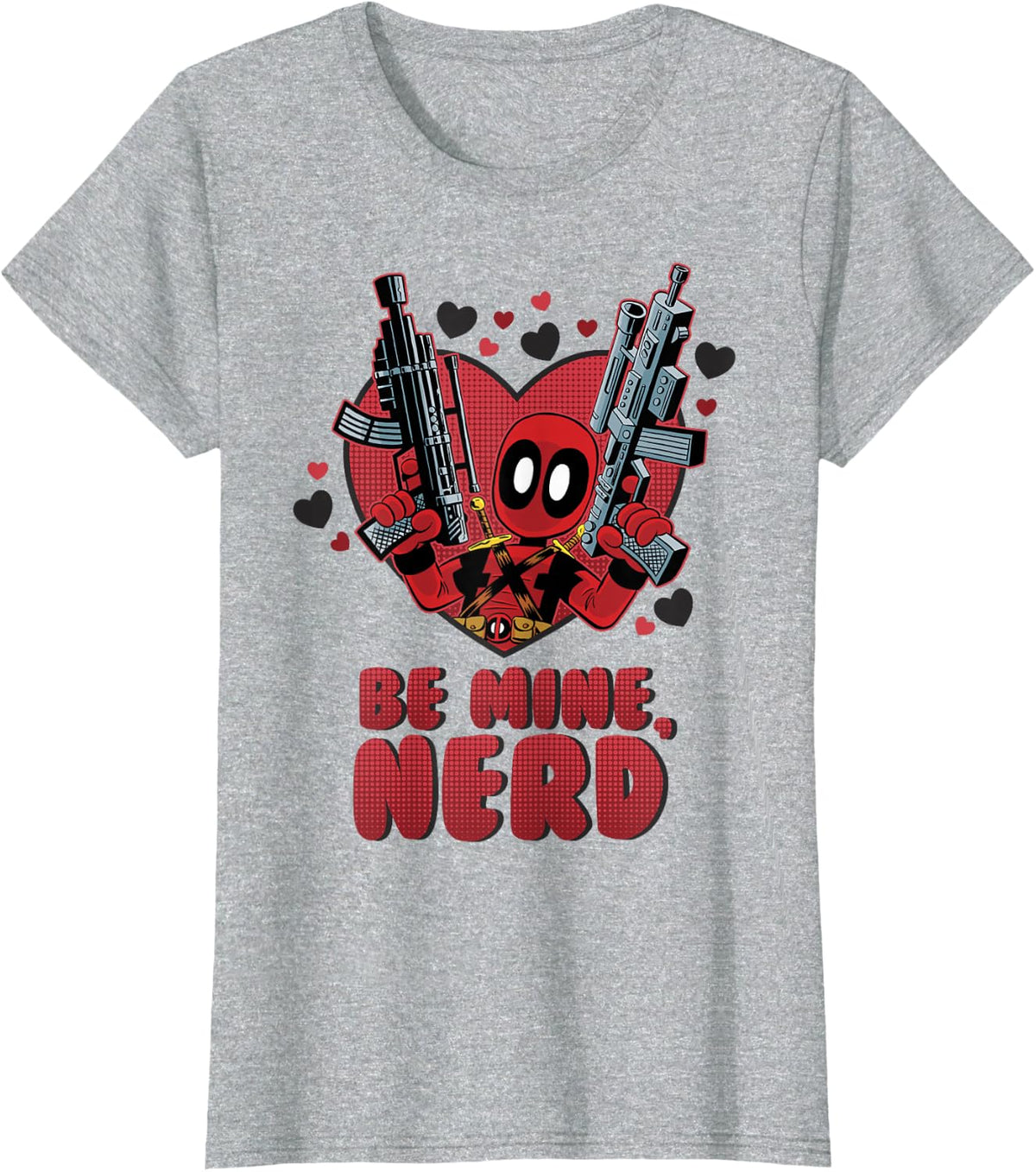 Marvel Deadpool Be Mine Nerd Valentine's Day T-Shirt - Heather Grey