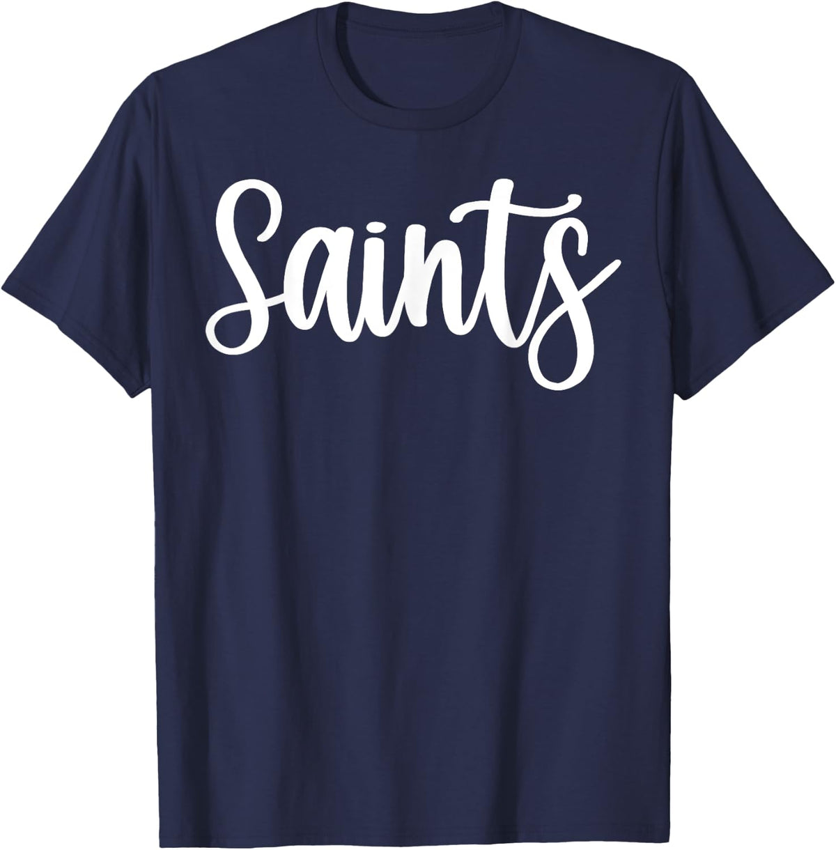 Saints School Spirit Team Mascot Game Night T-Shirt - Navy Blue