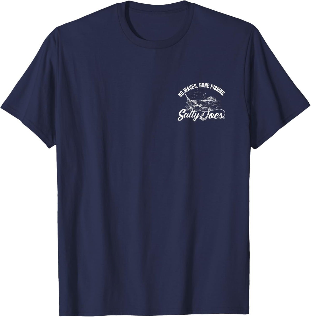 Salty Joe's Hooking a Marlin Logo Graphic T-Shirt - Navy Blue