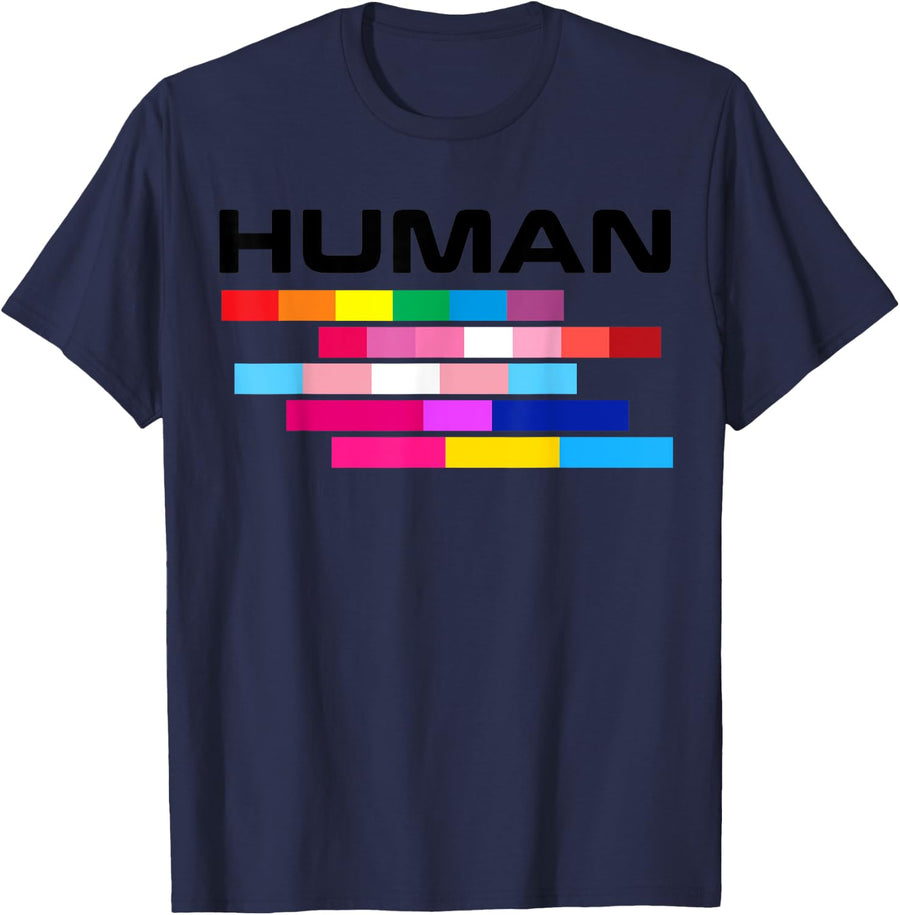 LGBT HUMAN Pride T-Shirt - Navy Blue