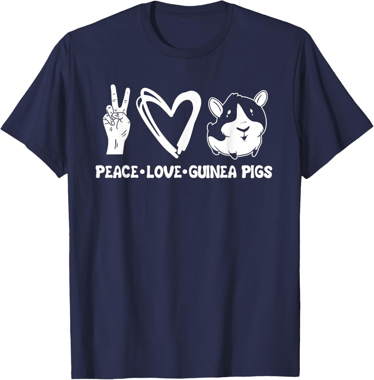 Peace Love Guinea Pig Clothes Stuff Cavy Gift Guinea Pig T-Shirt - Navy Blue