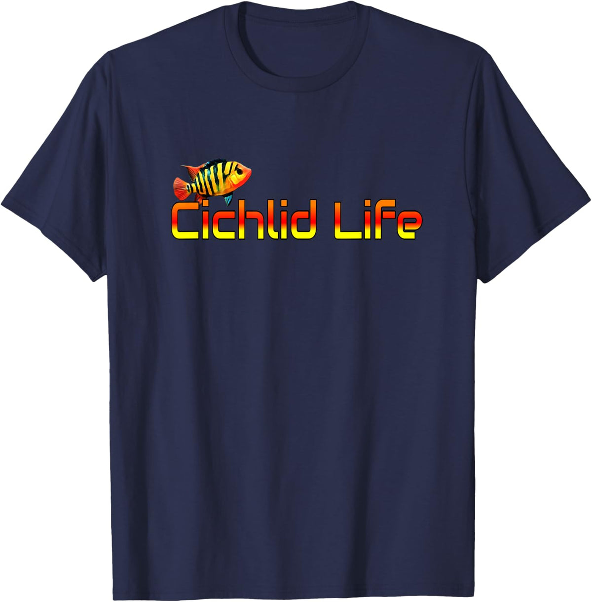 Cichlid Life Red Terror Cichlid Fish Aquarium Gift T-Shirt - Navy Blue