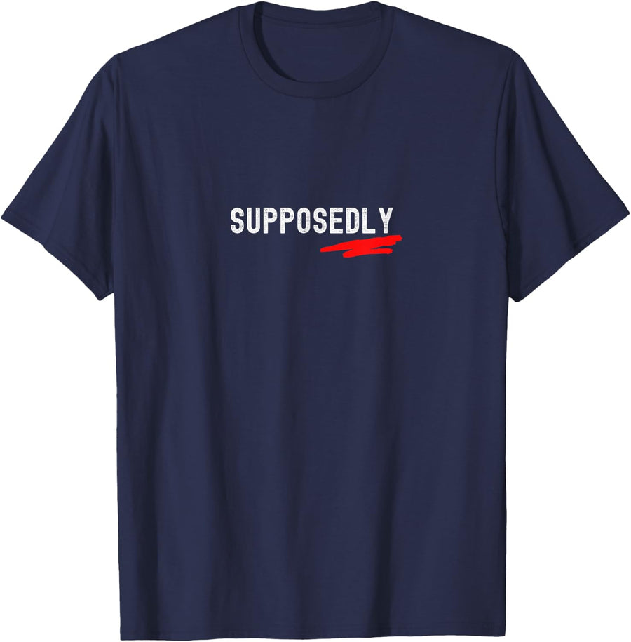 Funny Supposedly Supposably Correct Grammar Police T-Shirt - Navy Blue