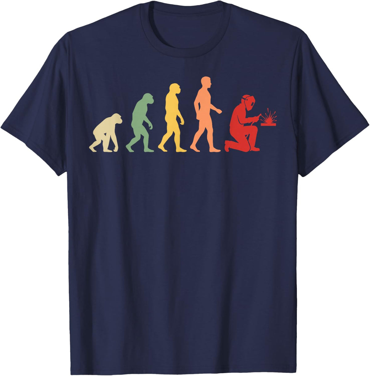 Vintage Evolution Welder Welding Metalworker Metal Weld Tee T-Shirt - Navy Blue