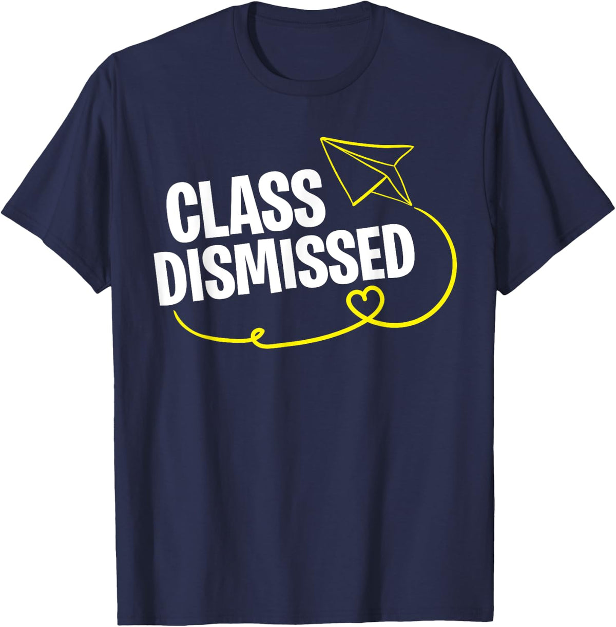 Last Day of School Class Dismissed Paper airplane Teacher Men Women Kids T-Shirt - Navy Blue