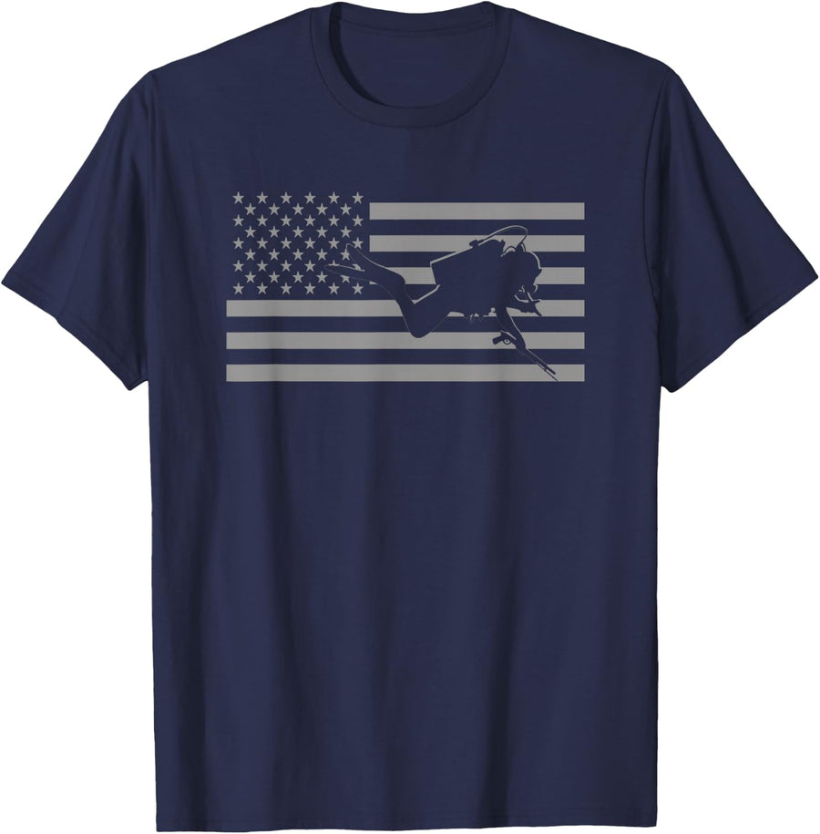 American Scuba Diver Scuba Diving T-Shirt - Navy Blue