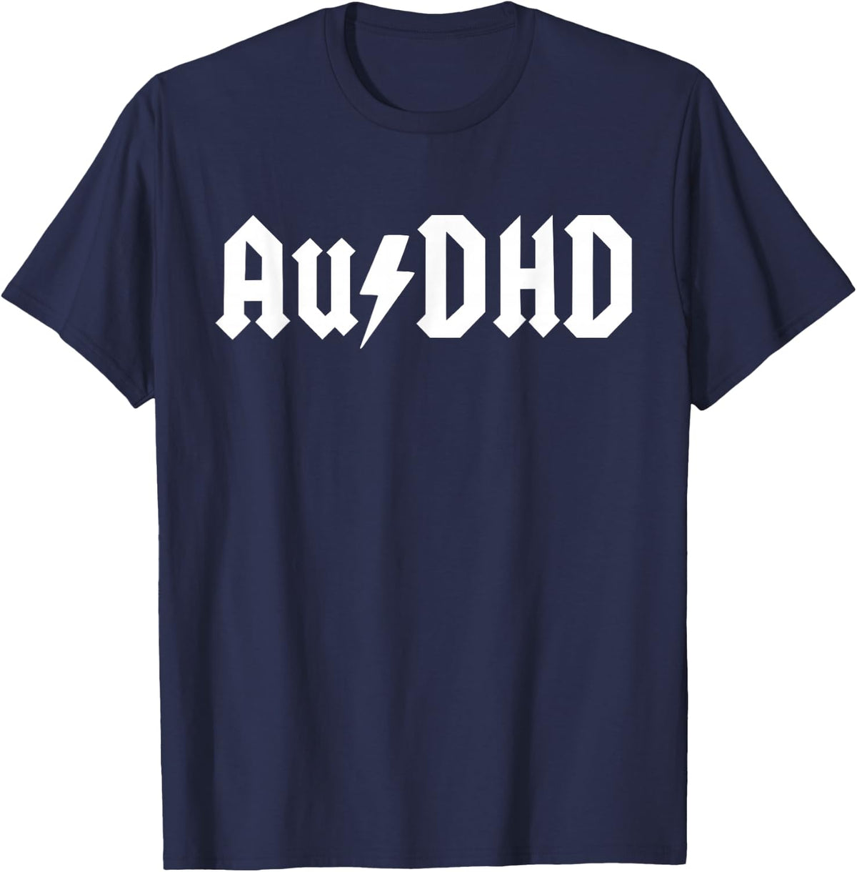 AuDHD Neurodivergent Lightning Funny T-Shirt - Navy Blue